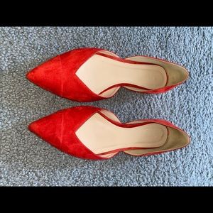 Jcrew red suede flat